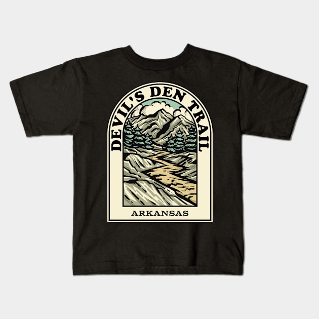 Devil's Den Trail Arkansas hiking backpacking trail Kids T-Shirt by HalpinDesign